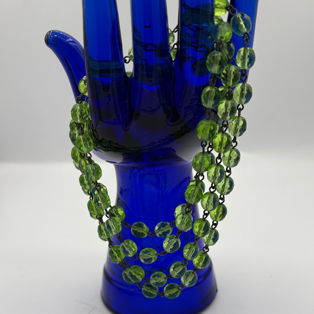 Peridot Green Linked Round Faceted Crystal Necklace